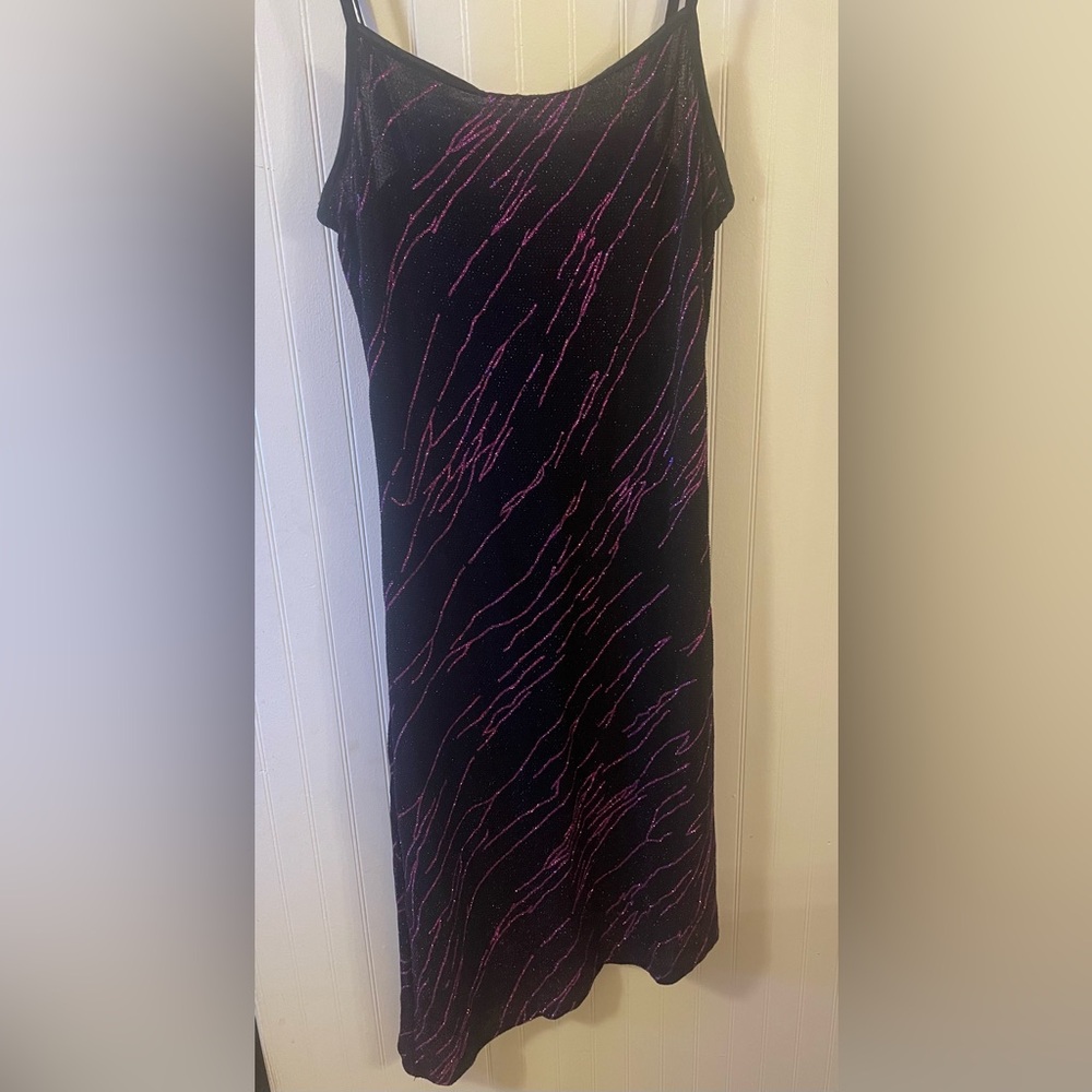 Y2K Pulse Black Sparkling Hot Pink Zebra Print Party Dress Size Large